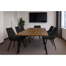 Комплект обідніх стільців Мілано М-75 (6 шт.), шкірзам Чорний/чорний, для кухні, їдальні, кафе, 890×510×605 мм