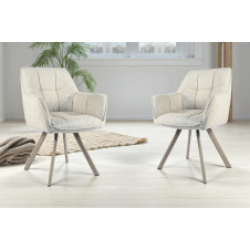 Комплект стільців обідніх Осло М-235 (2 шт.) з підлокітниками, для їдальні, кухні, тканина фактурна Папірус/капучино, 850х600х610 мм