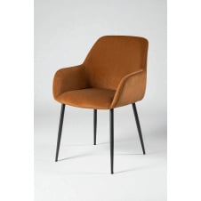 Стілець обідній з підлокітниками Терра М-220, для кухні, їдальні, мохер Карамель/чорний, 830х550х580 мм