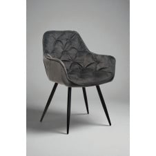 Стілець обідній Аріс М-65 з підлокітниками, для кухні, їдальні, кафе велюр Сірий/чорний, 860х580х590 мм