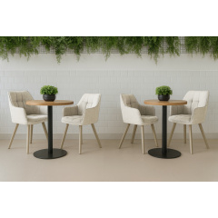 Комплект стільців обідніх Осло М-235 (4 шт.) з підлокітниками, для їдальні, кухні, тканина фактурна Папірус/капучино, 850х600х610 мм Житомир