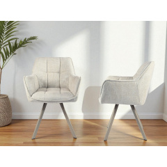 Комплект стільців обідніх Осло М-235 (4 шт.) з підлокітниками, для їдальні, кухні, тканина фактурна Папірус/капучино, 850х600х610 мм Житомир