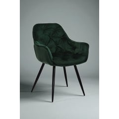 Комплект обеденных стульев Арис М-65 (6 шт.) с подлокотниками, велюр Изумруд/черный, для кухни, столовой, 860×580×590 мм Лубны