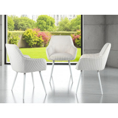 Комплект стульев обеденных Линн М-240 (4 шт.) с подлокотниками, для столовой, кухни, вельвет Белый антик/белый, 850х580х580 мм Городок