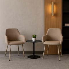 Комплект обеденных стульев Терра М-220 (2 шт.) с подлокотниками, мохер Макадамия/капучино, для кухни, столовой, 830×550×580 мм Днепрорудное