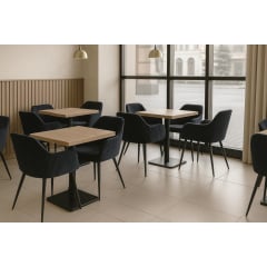 Комплект стульев обеденных Линн М-240 (6 шт.) с подлокотниками, для столовой, кухни, вельвет Черный/черный, 850х580х580 мм Кременец