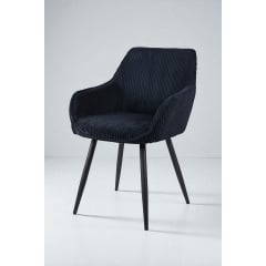 Комплект стульев обеденных Линн М-240 (6 шт.) с подлокотниками, для столовой, кухни, вельвет Черный/черный, 850х580х580 мм Кременец