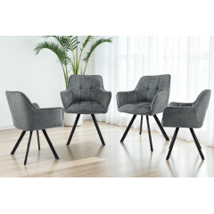 Стілець обідній з підлокітниками Осло М-235, для кухні, їдальні, фактурна тканина Графіт/чорний, 850х600х610 мм Кропивницький