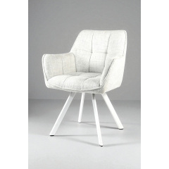 Комплект стульев обеденных Осло М-235 (4 шт.) с подлокотниками, для столовой, кухни, ткань фактурная Нежно белый/белый, 850х600х610 мм Миргород