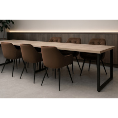 Комплект обеденных стульев Арис М-65 (6 шт.) с подлокотниками, велюр Коричневый/черный, для кухни, столовой, 860×580×590 мм Киев