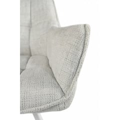 Комплект стульев обеденных Осло М-235 (6 шт.) с подлокотниками, для столовой, кухни, ткань фактурная Нежно белый/белый, 850х600х610 мм Новое