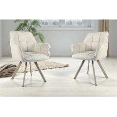 Комплект стульев обеденных Осло М-235 (2 шт.) с подлокотниками, для столовой, кухни, ткань фактурная Папирус/капучино, 850х600х610 мм Дубно