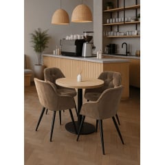 Комплект обеденных стульев Арис М-65 (4 шт.) с подлокотниками, велюр Капучино/черный, для кухни, столовой, 860×580×590 мм Кременец