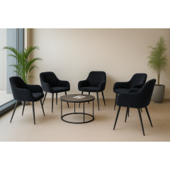 Комплект стульев обеденных Линн М-240 (2 шт.) с подлокотниками, для столовой, кухни, вельвет Черный/черный, 850х580х580 мм Ковель