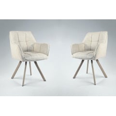 Комплект стульев обеденных Осло М-235 (6 шт.) с подлокотниками, для столовой, кухни, ткань фактурная Папирус/капучино, 850х600х610 мм Черноморск