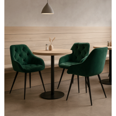 Стілець обідній Аріс М-65 з підлокітниками, для кухні, їдальні, кафе велюр Смарагд/чорний, 860х580х590 мм Кропивницький