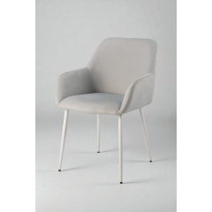 Комплект обеденных стульев Терра М-220 (2 шт.) с подлокотниками, мохер Устричный/белый, для кухни, столовой, 830×550×580 мм Александрия