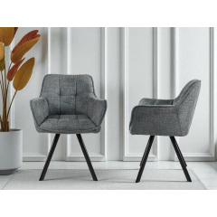 Комплект стульев обеденных Осло М-235 (2 шт.) с подлокотниками, для столовой, кухни, ткань фактурная Графит/черный, 850х600х610 мм Березно