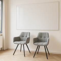 Комплект стульев обеденных Осло М-235 (2 шт.) с подлокотниками, для столовой, кухни, ткань фактурная Графит/черный, 850х600х610 мм Березно