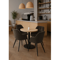 Комплект обідніх стільців Аріс М-65 (4 шт.) з підлокітниками, велюр Коричневий/чорний, для кухні, їдальні, 860×580×590 мм Кропивницький