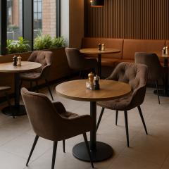 Комплект обідніх стільців Аріс М-65 (4 шт.) з підлокітниками, велюр Коричневий/чорний, для кухні, їдальні, 860×580×590 мм Кропивницький