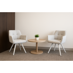 Комплект стульев обеденных Осло М-235 (2 шт.) с подлокотниками, для столовой, кухни, ткань фактурная Нежно белый/белый, 850х600х610 мм Новое