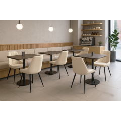 Комплект обеденных стульев Милано М-75 (6 шт.), кожзам Айвори/черный, для кухни, столовой, кафе, 890×510×605 мм Киев