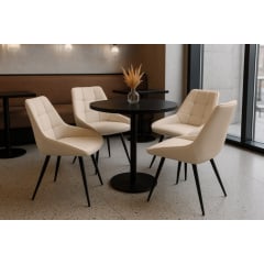 Комплект обеденных стульев Милано М-75 (2 шт.), кожзам Капучино/черный, для кухни, столовой, кафе, 890×510×605 мм Каменское