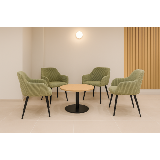 Комплект стульев обеденных Линн М-240 (4 шт.) с подлокотниками, для столовой, кухни, вельвет Игуана/черный, 850х580х580 мм