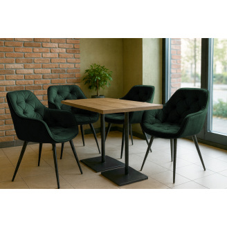 Комплект обеденных стульев Арис М-65 (4 шт.) с подлокотниками, велюр Изумруд/черный, для кухни, столовой, 860×580×590 мм