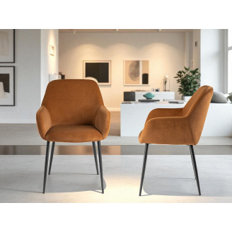 Комплект стільців обідніх Терра М-220 (2 шт.) з підлокітниками, мохер Карамель/чорний, для кухні, їдальні, 830×550×580 мм