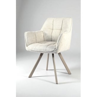 Стул обеденный с подлокотниками Осло М-235, для кухни, столовой, ткань фактурная Папирус/капучино, 850х600х610 мм