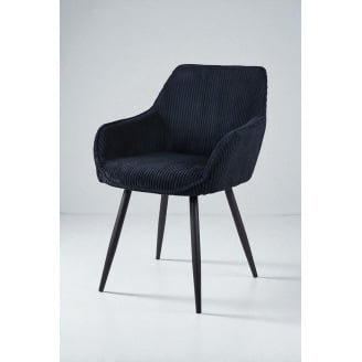 Стул обеденный Линн М-240 с подлокотниками, для столовой, кухни, кафе, салона, вельвет Черный/черный, 850х580х580 мм
