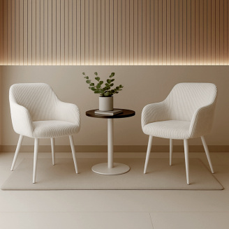 Комплект стульев обеденных Линн М-240 (2 шт.) с подлокотниками, для столовой, кухни, вельвет Белый антик/белый, 850х580х580 мм