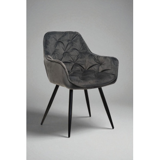 Стул обеденный Арис М-65 с подлокотниками, для кухни, столовой, кафе велюр Серый/черный, 860х580х590 мм