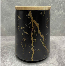 Банка фарфоровая с бамбуковой крышкой 720 мл черная Bona Di 805-721