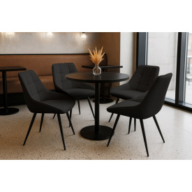Комплект обідніх стільців Мілано М-75 (4 шт.), шкірзам Чорний/чорний, для кухні, їдальні, кафе, 890×510×605 мм