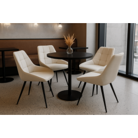 Комплект стульев обеденных Милано М-75 (4 шт.), кожзам Айвори/черный, для кухни, столовой, кафе, 890×510×605 мм
