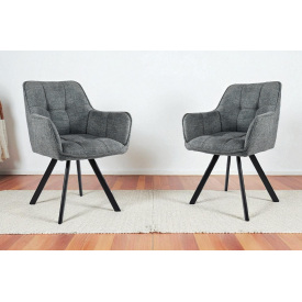 Комплект стульев обеденных Осло М-235 (2 шт.) с подлокотниками, для столовой, кухни, ткань фактурная Графит/черный, 850х600х610 мм