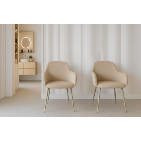 Комплект обеденных стульев Терра М-220 (2 шт.) с подлокотниками, мохер Макадамия/капучино, для кухни, столовой, 830×550×580 мм