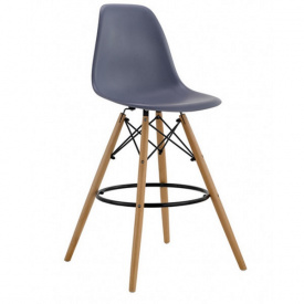 Барний стілець Тауер-Вуд темно-сірий на дерев'яних ніжках