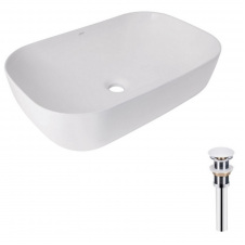 Раковина накладна Qtap Robin 600x390x150 біла з донним клапаном PU02 (QT13112143PWN47297)