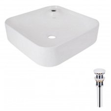 Раковина накладна Qtap Stork 430x430x125 біла з донним клапаном PU02 (QT15112194WN47318)