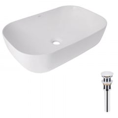 Раковина накладна Qtap Robin 600x390x150 біла з донним клапаном PU02 (QT13112143PWN47297) Ладан