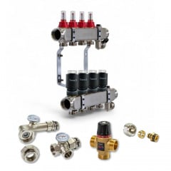 Комплект обладнання для водяної теплої підлоги на 4 контури Tervix з клапаном TMV (522104) Прилуки