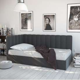 Односпальне кутове ліжко Бакарді Sentenzo софа з м'якими спинкою та узголів'ям для дитячої спальні