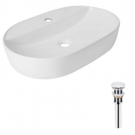 Раковина накладна Qtap Scorpio 600х400х120 біла з донним клапаном PU02 (QT14112203WN47315)