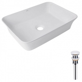 Раковина накладна Qtap Virgo 490х350х110 біла з донним клапаном PU02 (QT18112261WN47305)