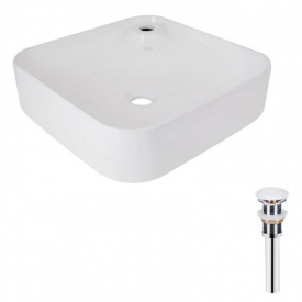 Раковина накладна Qtap Stork 430x430x125 біла з донним клапаном PU02 (QT15112194WN47318)