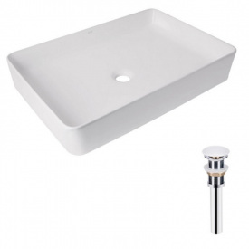 Раковина накладна Qtap Tern 600x400x110 біла з донним клапаном PU02 (QT17112174WN47303)